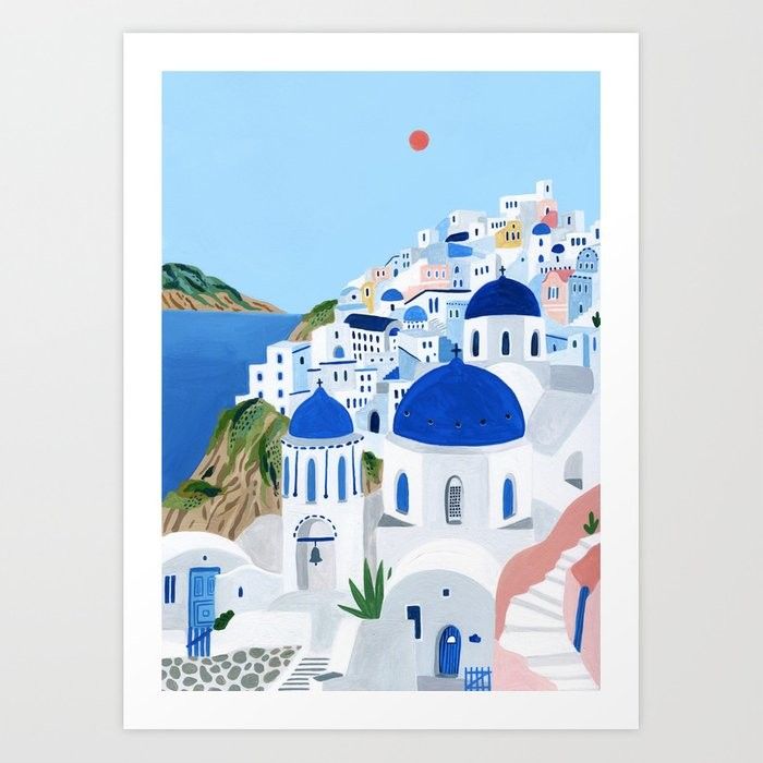 Santorini Wall Art | Society6