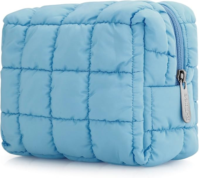 E-Tree Cute Makeup Bag,Quilted Cosmetic Bag,Make up Pouch for Purse,Toiletry Zipper Pouch,Checker... | Amazon (US)