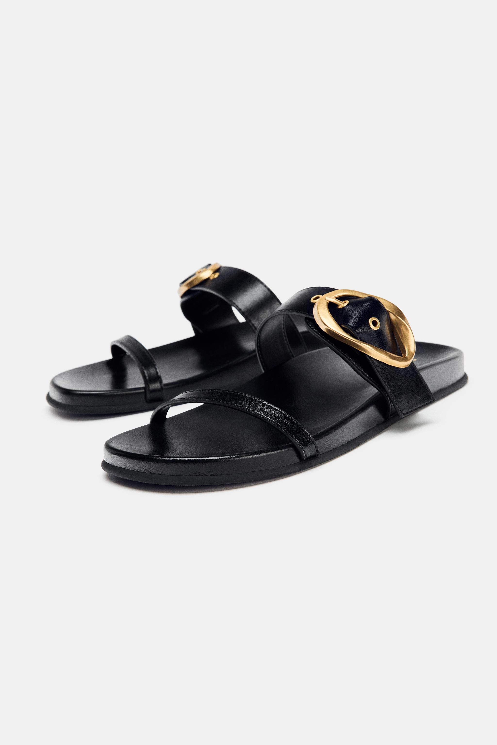 Double strap sandals with buckle detail on the front strap. Finished with a round toe.Sole height... | Zara US