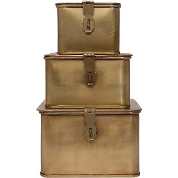 Square Decorative Metal Boxes with Gold Finish (Set of 3 Sizes) | Amazon (US)
