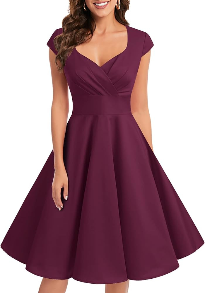 Bbonlinedress Women Short 1950s Retro Vintage Cocktail Party Swing Dresses | Amazon (US)
