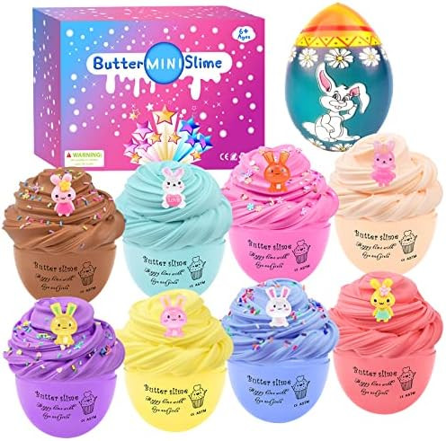 9 Pack Easter Egg Slime Kit, Butter Slime with Bunny Charm, Super Stretchy and Non-Sticky, Party Fav | Amazon (US)