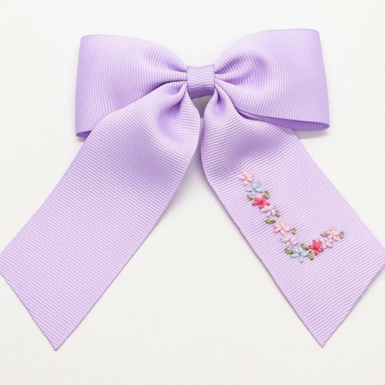 Winn and William Spring Floral Initial Embroidered Hair Bow | The Tot