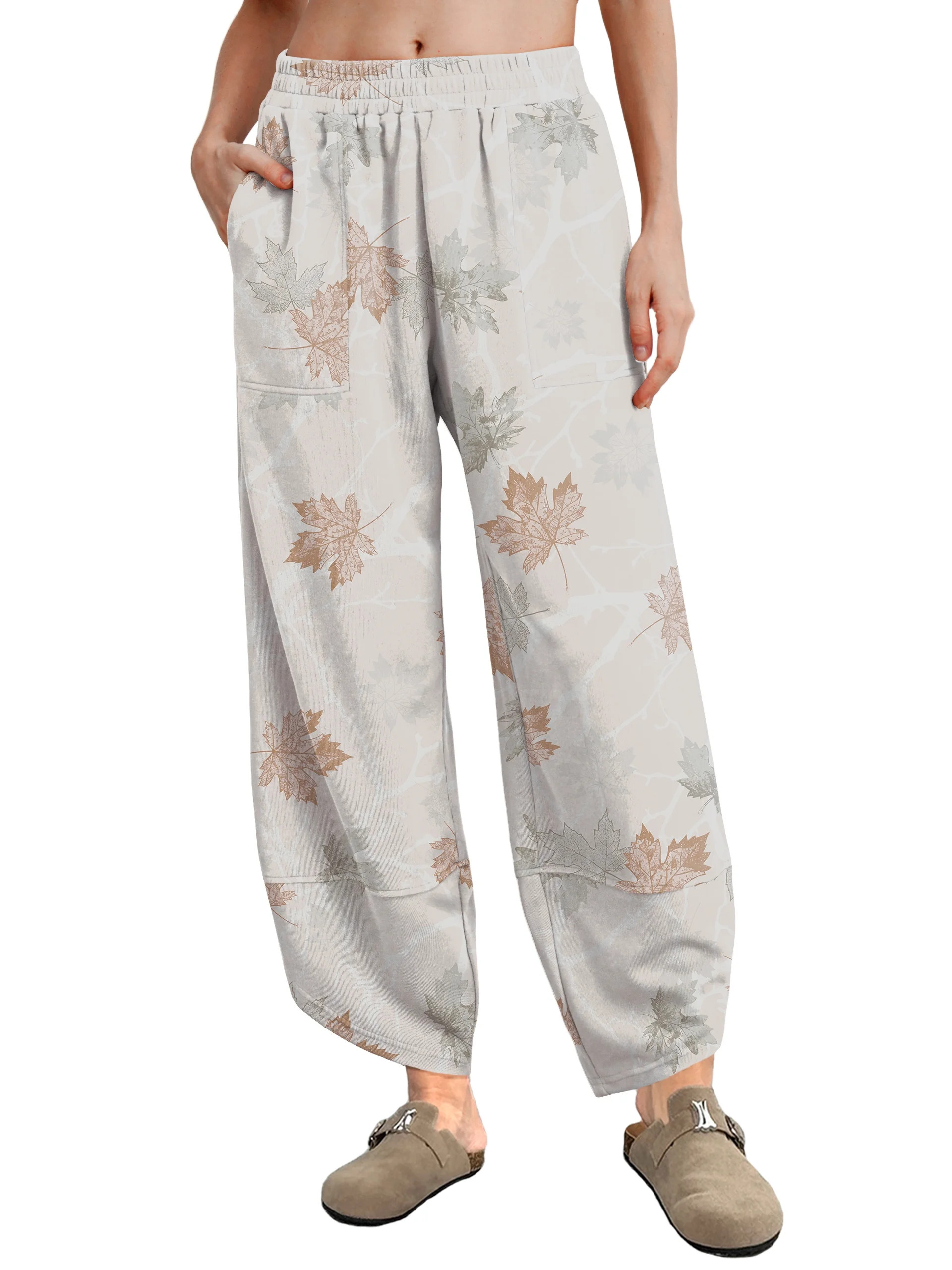 MINTREUS Womens Baggy Wide Leg Harem Pants Casual Elastic Waisted Palazzo Pants with Pockets | Walmart (US)