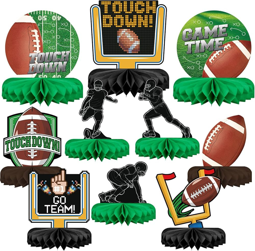 10PCS Football Party Decorations Football Table Centerpiece Football Honeycomb Centerpieces Table... | Amazon (US)