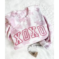 Women's Tie-Dye Valentines Day Xoxo Embroidered Sweatshirt | Valentine's Galentine's Gift For Her | Etsy (US)