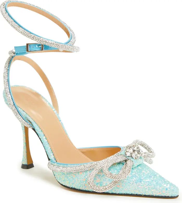 Mach & Mach Glitter Double Crystal Bow Pointed Toe Pump (Women) | Nordstrom | Nordstrom