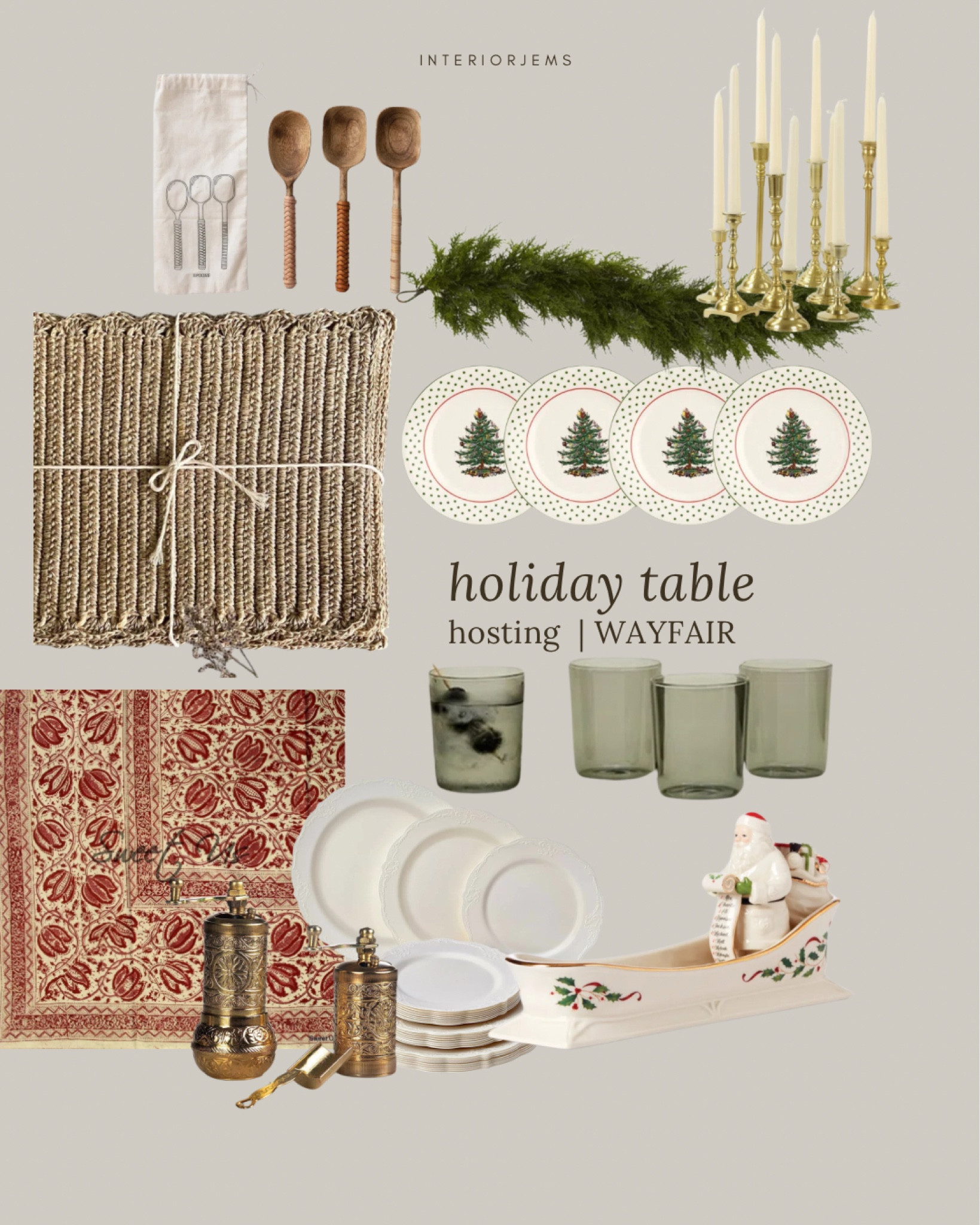 Holiday dining table from Wayfair, Christmas, dinner, plates, and dessert plates, look for less red floral tablecloth, placemat, drinking glasses, butter dish, serving spoons, sets of brass vintage style candlestick

#LTKSaleAlert #LTKHome #LTKHoliday