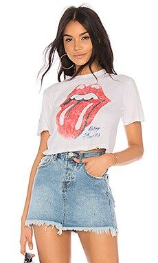 DAYDREAMER Rolling Stones 89 Tour Rebel Crop Tee in White from Revolve.com | Revolve Clothing (Global)