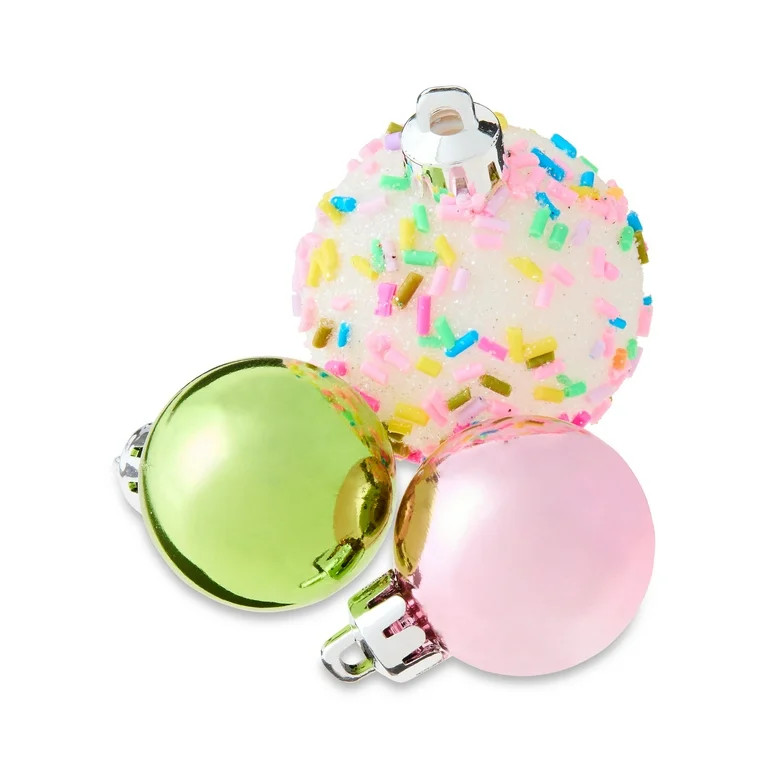 Light Pink/Light Green/Turquoise Mini Whimsy Shatterproof Christmas Ornaments, 20 Count, by Holid... | Walmart (US)