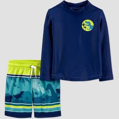 Toddler Boys' 2pc Dino Long Sleeve Rash Guard Set - Just One You® made by carter's Navy | Target