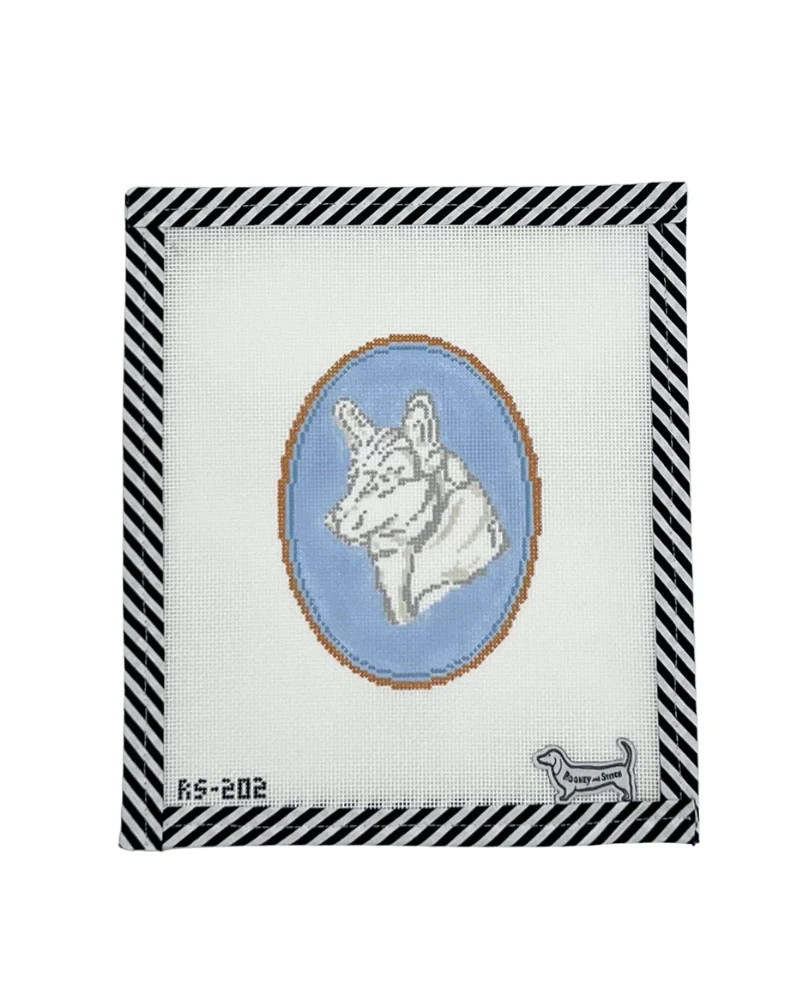 The Corgi Cameo | Atlantic Blue Canvas