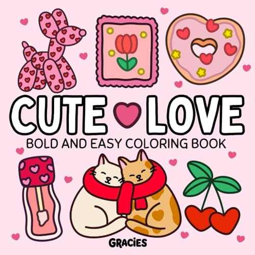 Cute Love: Bold and Easy Love Heart Coloring Book for Adults and Teens | Amazon (US)