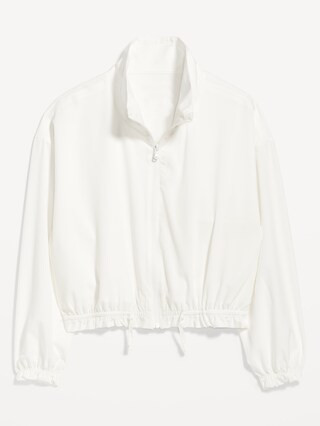 Water-Repellent Packable StretchTech Ruffle-Trimmed Zip-Front Jacket for Women | Old Navy (US)