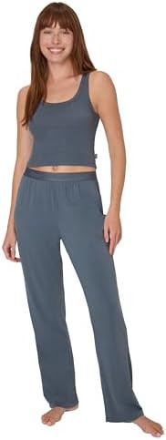 Hanes Women's Originals SuperSoft Comfywear 2 Piece Crop Tank & Lounge Pants Loungewear Set | Amazon (US)