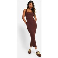 Womens Basic Rib Square Neck Maxi - Brown - 10 | NastyGal UK