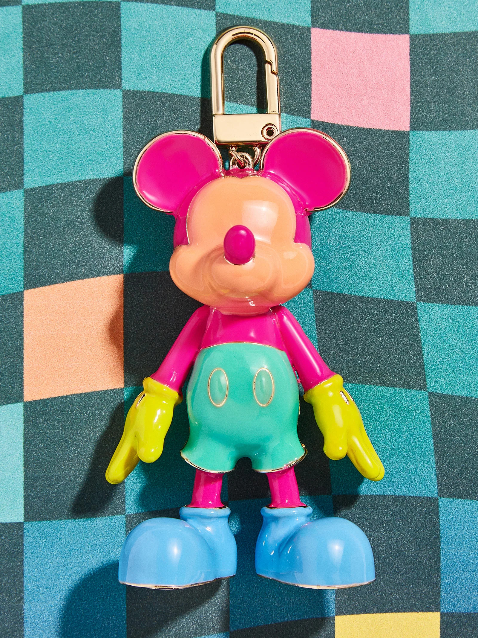 Mickey Mouse Disney Bag Charm - Glow In The Dark Multi Colorblock | BaubleBar (US)