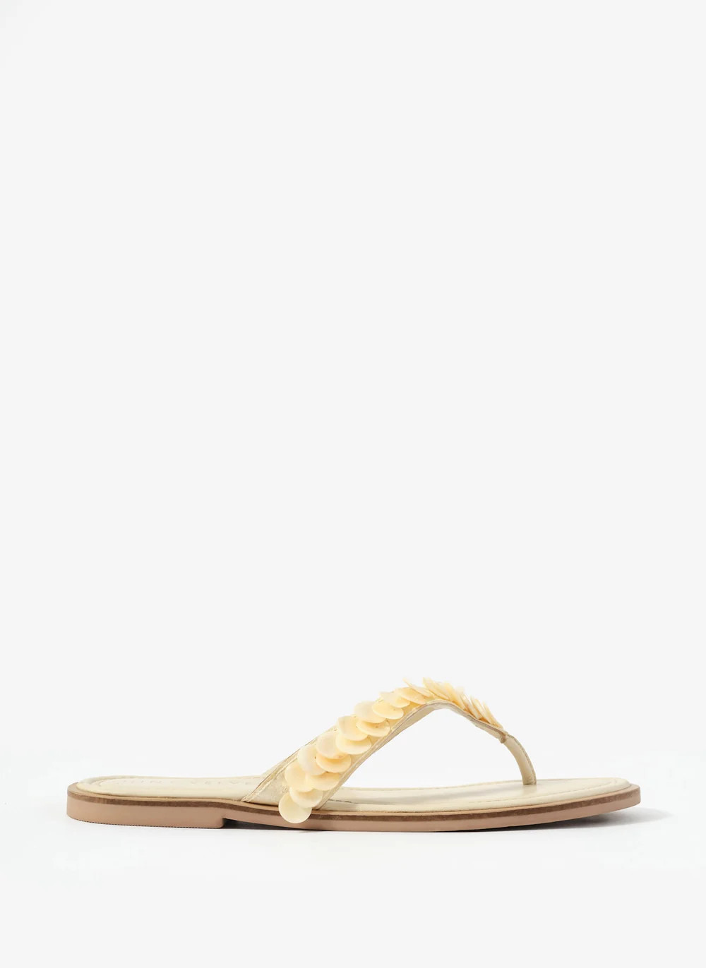 Freya Cream Pearl Detail Flip Flop Sandals | Mint Velvet - UK