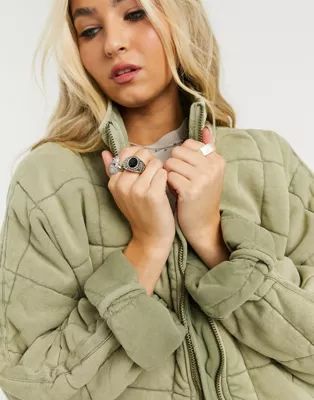 Free People dolman quilted jacket in green | ASOS (Global)