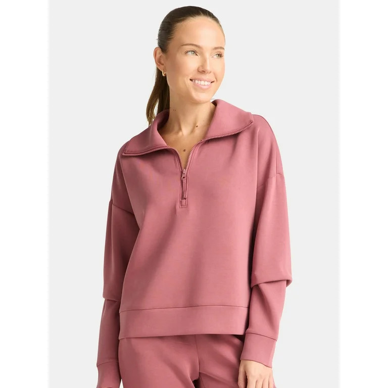 Avia Women's and Women's Plus Knit Quarter Zip Pullover, Sizes XS-4X | Walmart (US)