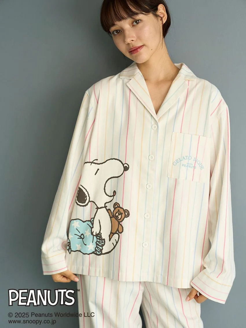 [PEANUTS] Original Art Rainbow Stripe Flannel Shirt | Gelato Pique