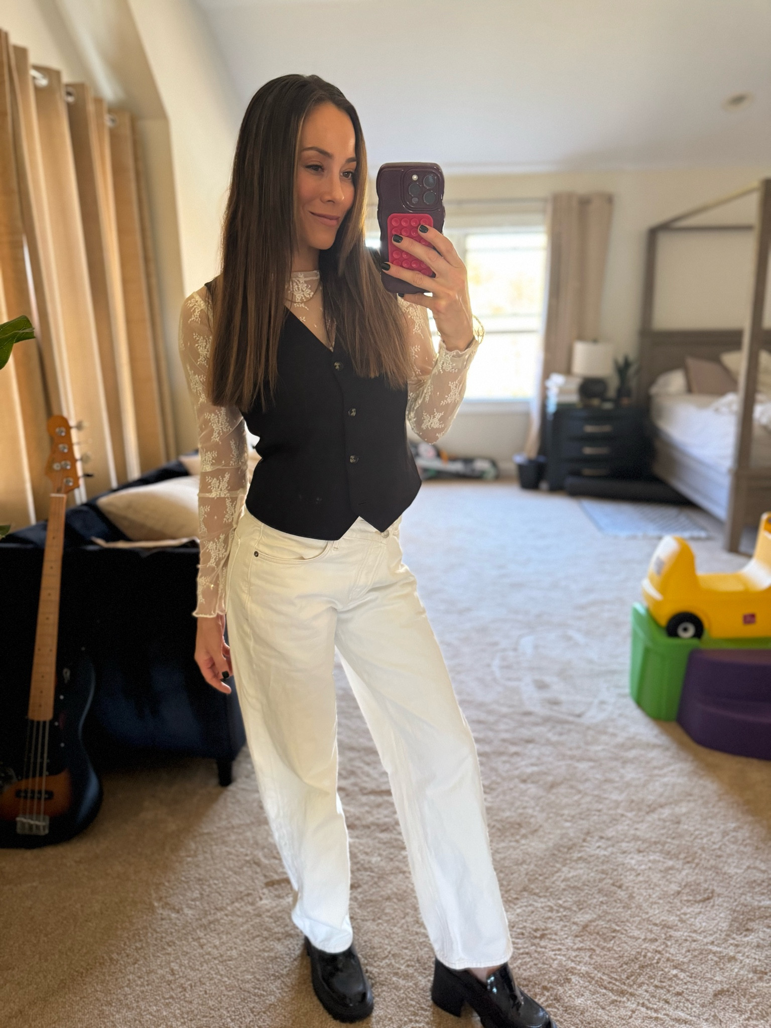 Love this fun combination with a lace top layered with a vest🖤🤍 

#LTKFindsUnder100 #LTKStyleTip #LTKShoeCrush