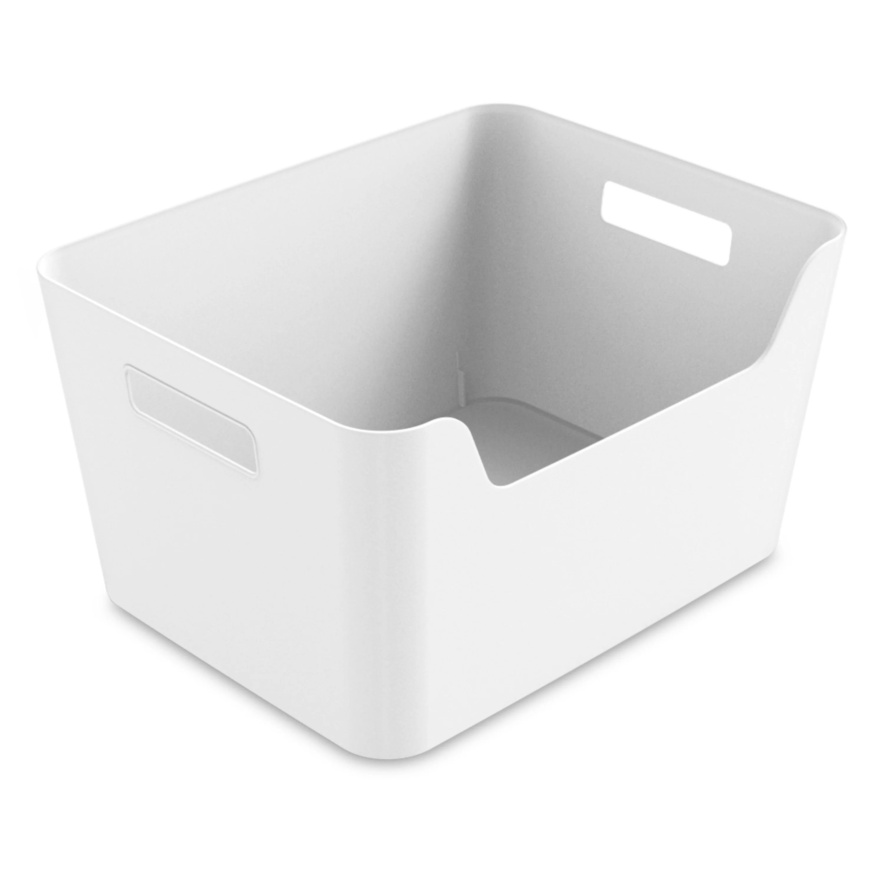 Mainstays Large Easy Access Plastic Storage Bin, White | Walmart (US)