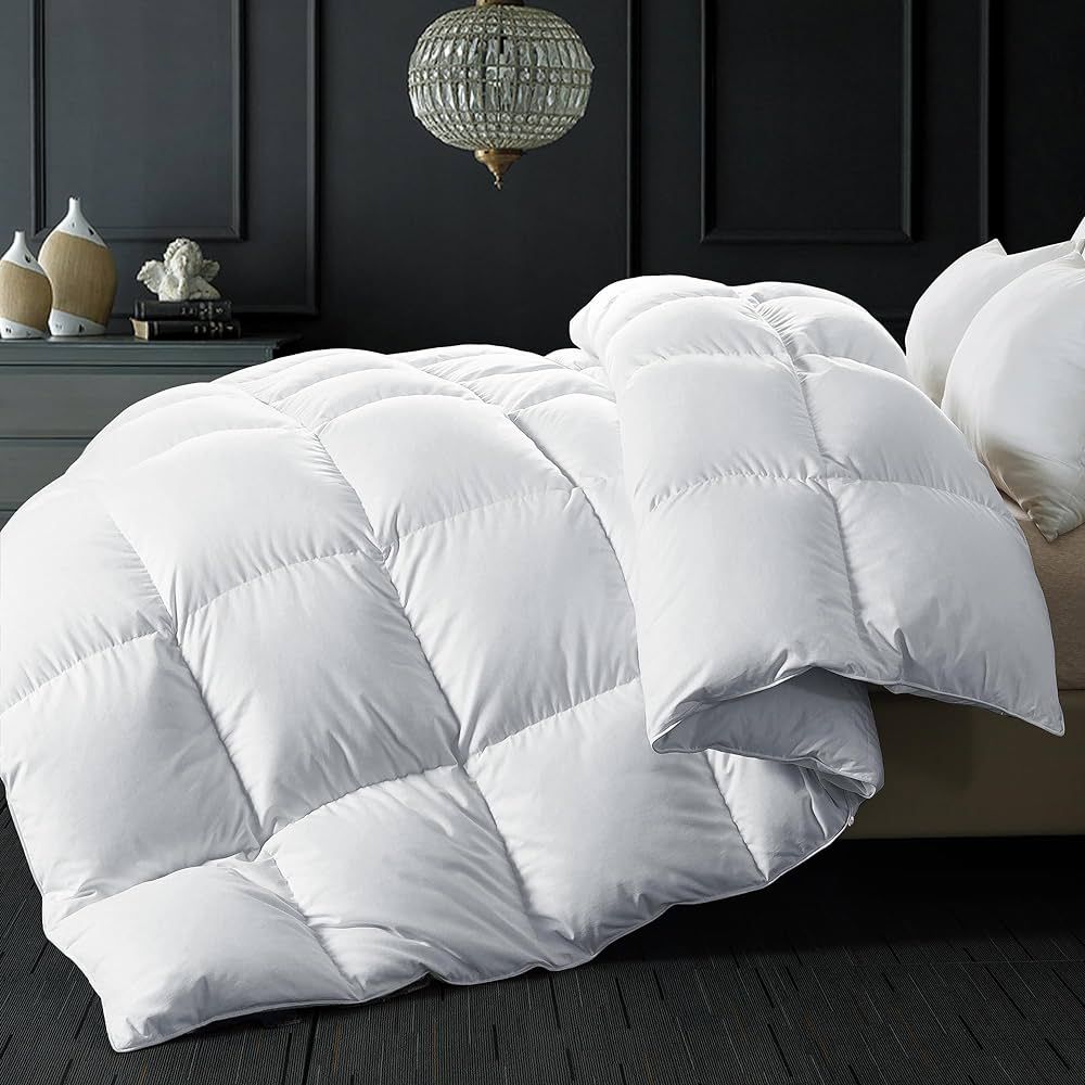ELNIDO QUEEN Feather Down Comforter Queen Size - White Down Duvet Insert - Luxurious Fluffy Hotel... | Amazon (US)
