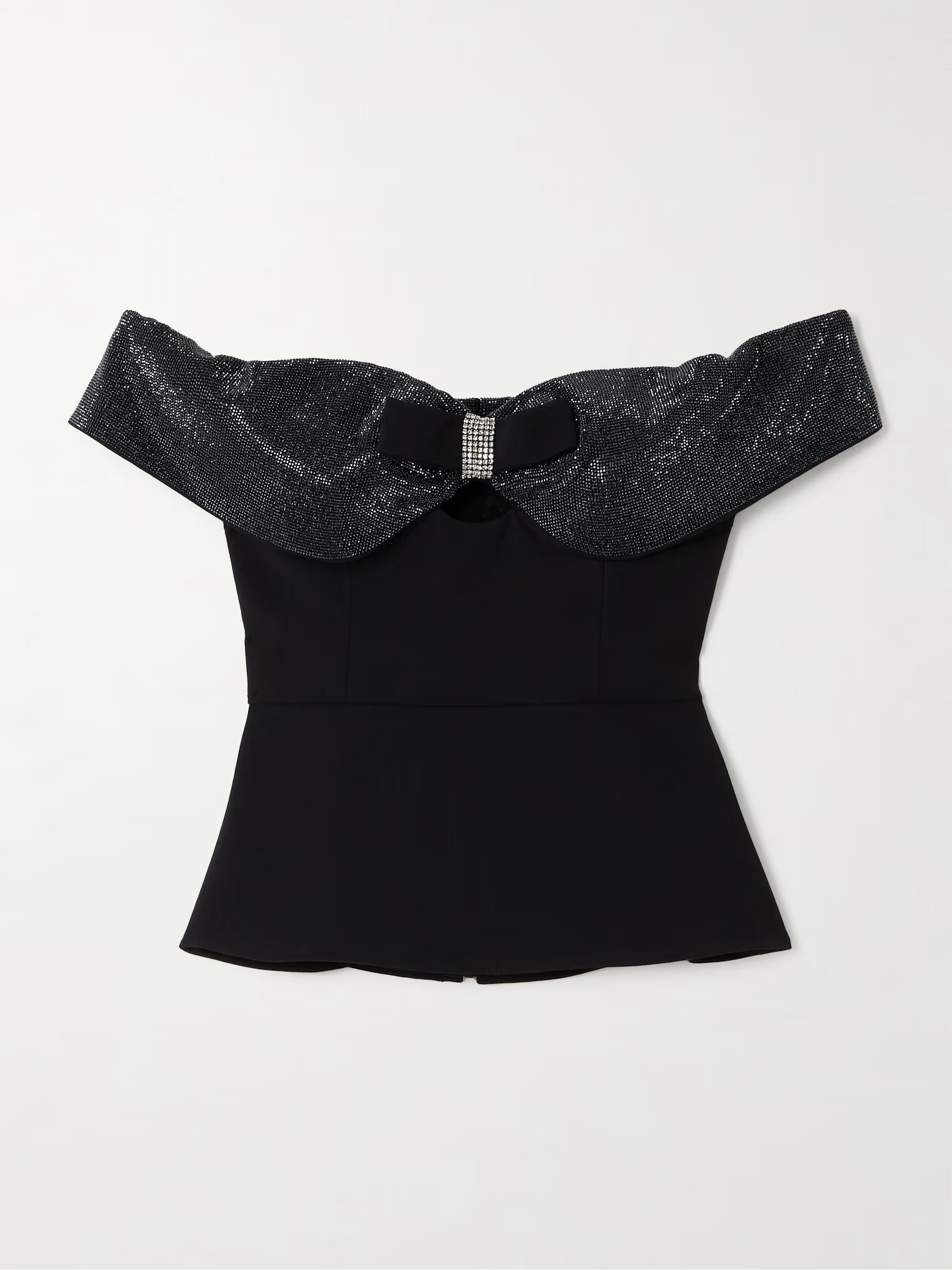 Off-the-shoulder bow and crystal-embellished crepe top | NET-A-PORTER (UK & EU)