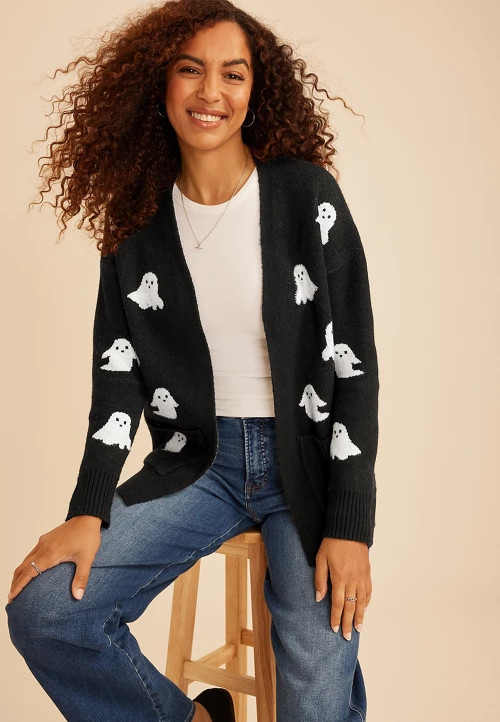 Beaded Ghost Open Front Cardigan | maurices | Maurices
