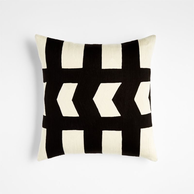 Shinola Makers 18"x18" Square Black and White Decorative Throw Pillow Cover with Down-Alternative... | Crate & Barrel