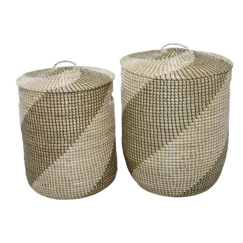 Maragret Handmade Seagrass Basket With Handles - Set of 2 | Wayfair North America
