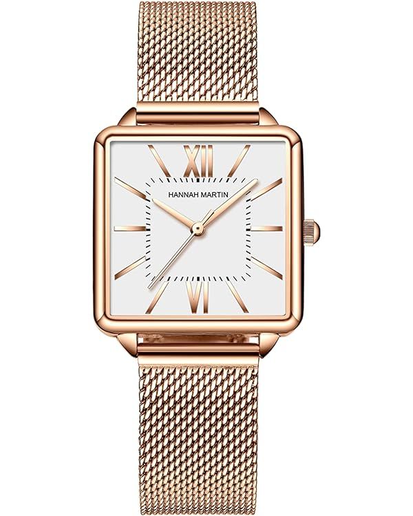 HANNAH MARTIN Watches for Women Rose Gold/Silver Mesh Stainless Steel Strap Casual Waterproof Wri... | Amazon (US)