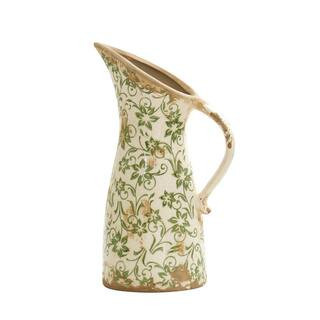 10 in. Green Tuscan Ceramic Scroll Pitcher Vase | The Home Depot