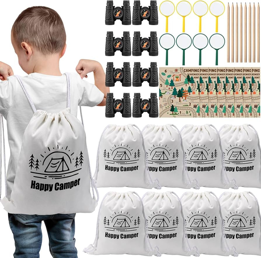 HyDren 8 Sets Camping Party Favors for Kids Safari Party Favors with 8 Camping Scavenger Hunt Car... | Amazon (US)