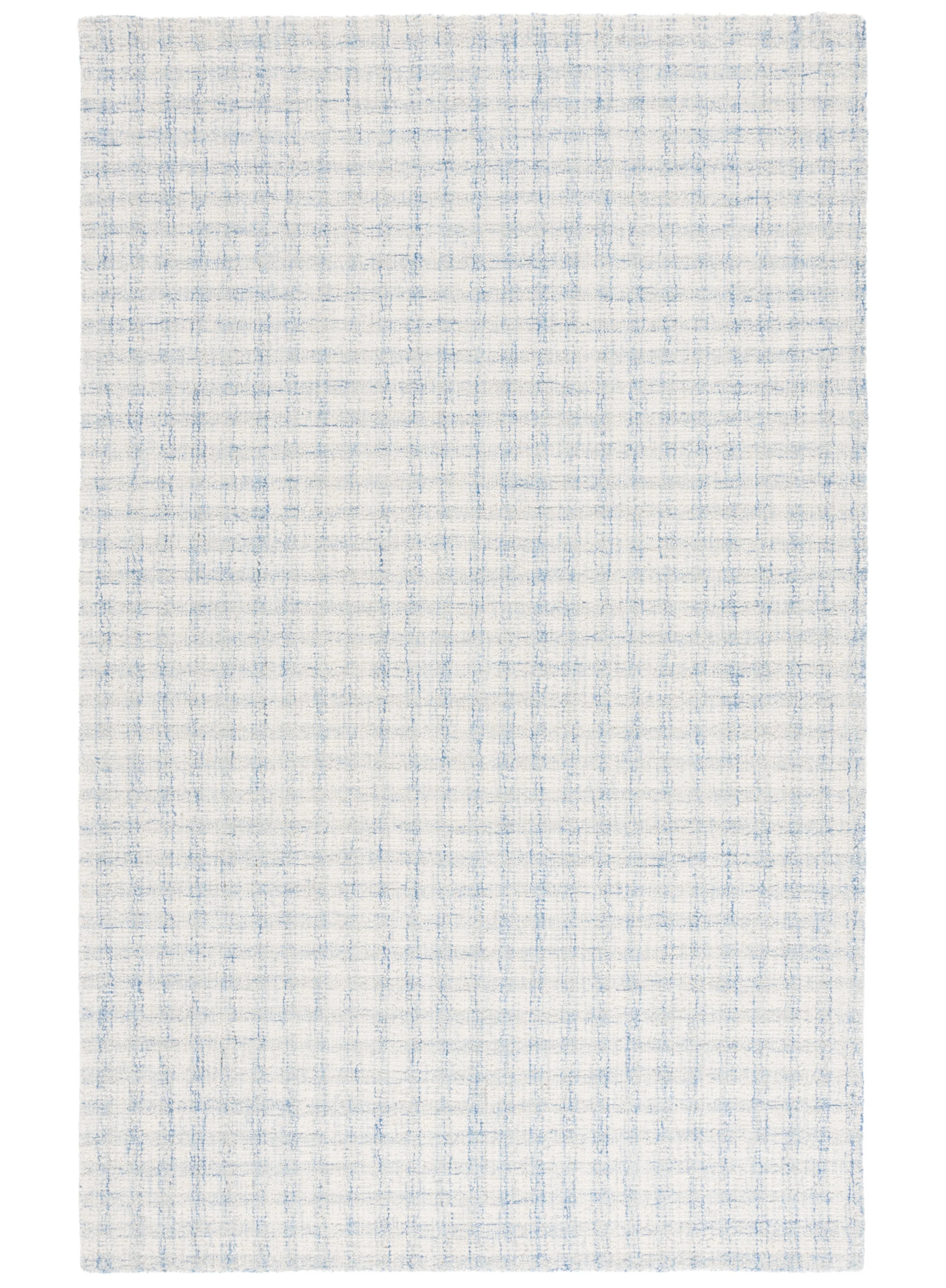 Antine Ebony Hand Tufted Wool/Cotton Checkered Rug in Blue/Ivory | Wayfair North America