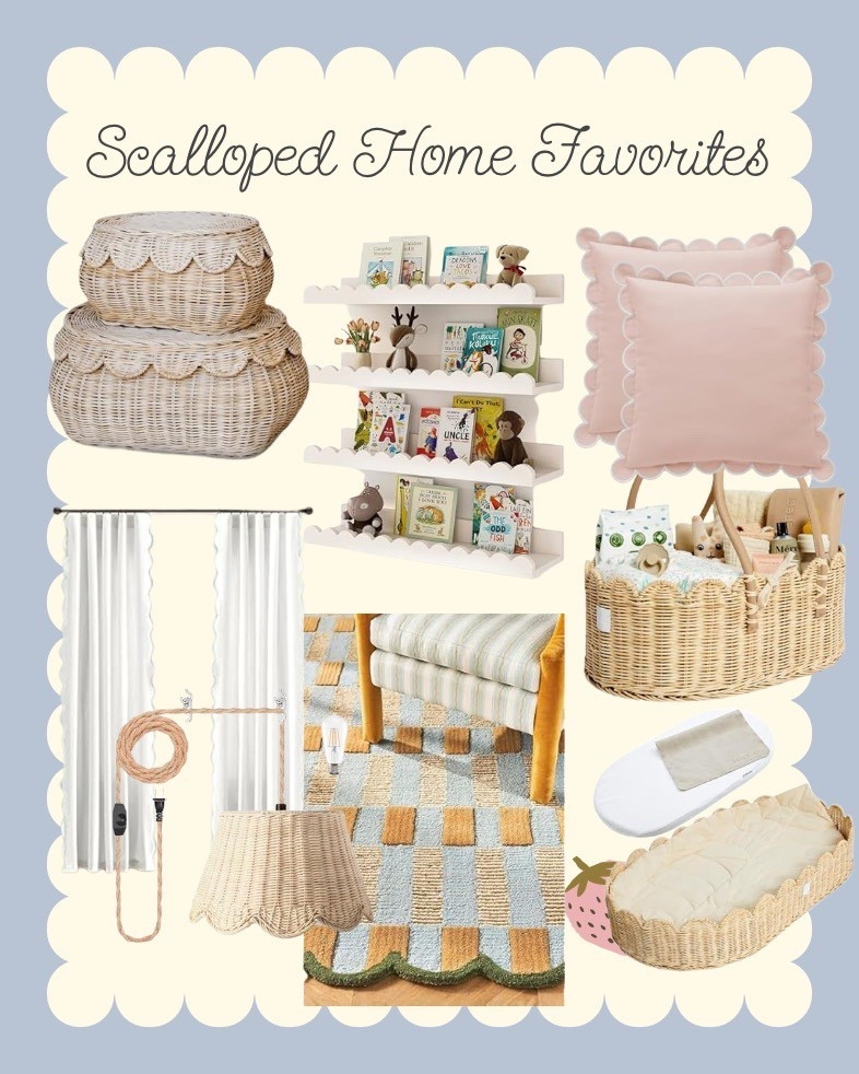 Scalloped Home Favorites from Amazon. Discover the best scalloped home décor finds all in one place. From wicker baskets and storage to cozy pillows, scalloped rugs, nursery essentials, curtains, and lighting, these Amazon picks bring timeless style and charm to any room. Perfect for nurseries, kids’ rooms, or cozy corners, scalloped details add a soft and whimsical touch to your home. #AmazonHomeFinds
#ScallopedDecor
#AmazonDecor
#HomeDecorIdeas
#AmazonFavorites
#NurseryDecor
#HomeOrganization
#CottagecoreDecor
#AmazonMustHaves
#WhimsicalHome 

 #LTKHome