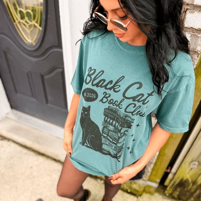 Black Cat Book Club Tee | Mountain Moverz