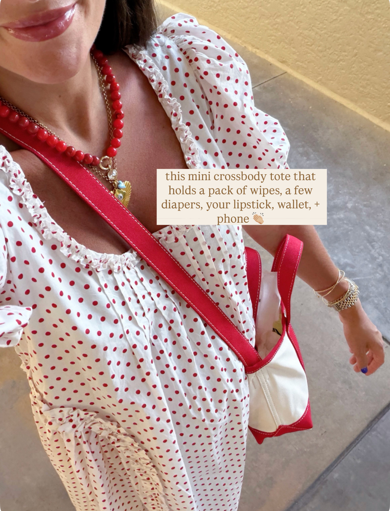 Love this crossbody mini + bump friendly polka dot dress (wearing a 2)!  

 #LTKootd #LTKmomlife #LTKBump