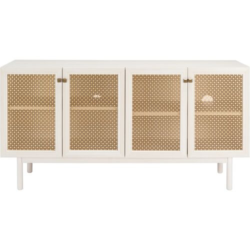 Brielle 4-Door Console/Media Stand, White/Gold Mesh | One Kings Lane