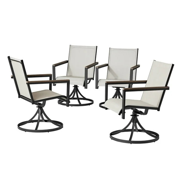 Grand Leisure Hans Outdoor Dining Chair - Steel - Set of 4 - Gray - Walmart.com | Walmart (US)