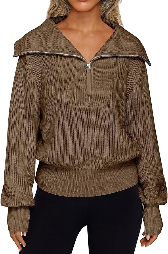 LILLUSORY Women's Half Zip Pullover Sweater Trendy Oversized Sweatshirts Fall Long Sleeve Tunic T... | Amazon (US)