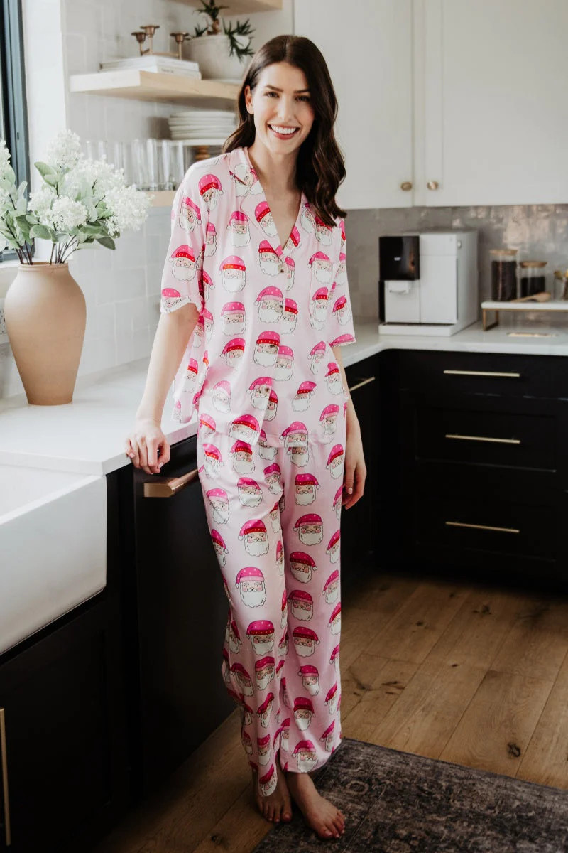 Pink Santa Face Pajama Pants Set | Katydid