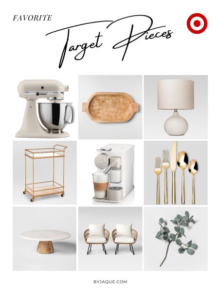 Target Pieces. Kitchen Aid linen mixer. Nesprrsso Latissima. Faux eucalyptus. Wood glass gold bar cart. Wood bowl tray. Gold silverware set. Southport patio linen club chair. Ceramic lamp. Cake stand marble.

#LTKhome #LTKstyletip