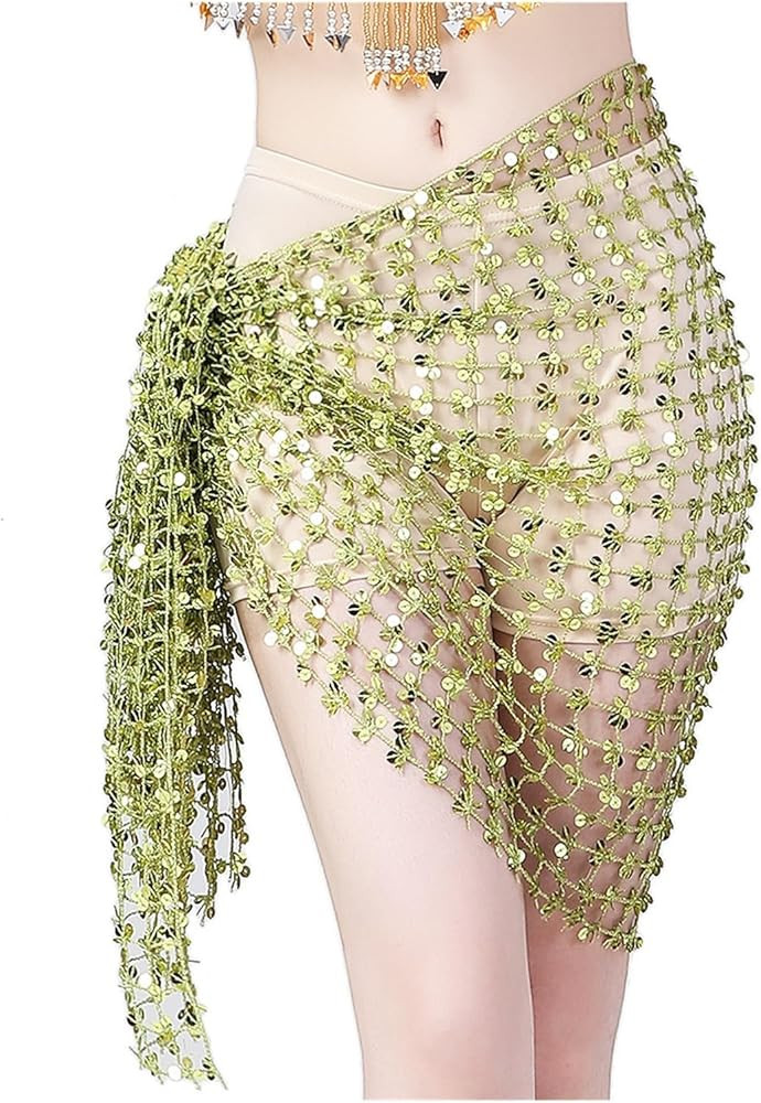 Belly Dance Skirt Belly Dance Scarf Women Scarf Dance Sequins Hip Scarf Sexy Belly Dance Belt Wra... | Amazon (US)