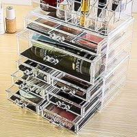 DreamGenius Makeup Organizer 3 Pieces Acrylic Cosmetic Storage Drawers and Jewelry Display Box | Amazon (US)