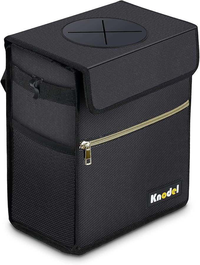 K KNODEL Car Trash Can with Lid, Leak-Proof Car Garbage Can with Storage Pockets, Waterproof Auto... | Amazon (US)