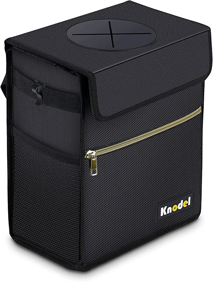 K KNODEL Car Trash Can with Lid, Leak-Proof Car Garbage Can with Storage Pockets, Waterproof Auto... | Amazon (US)