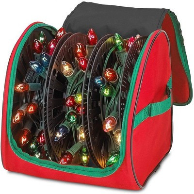Hold N' Storage - Premium Christmas Light Storage Bag with Reinforced Handles and 3 Reels stores up to 375 ft Christmas Lights - Red | Target