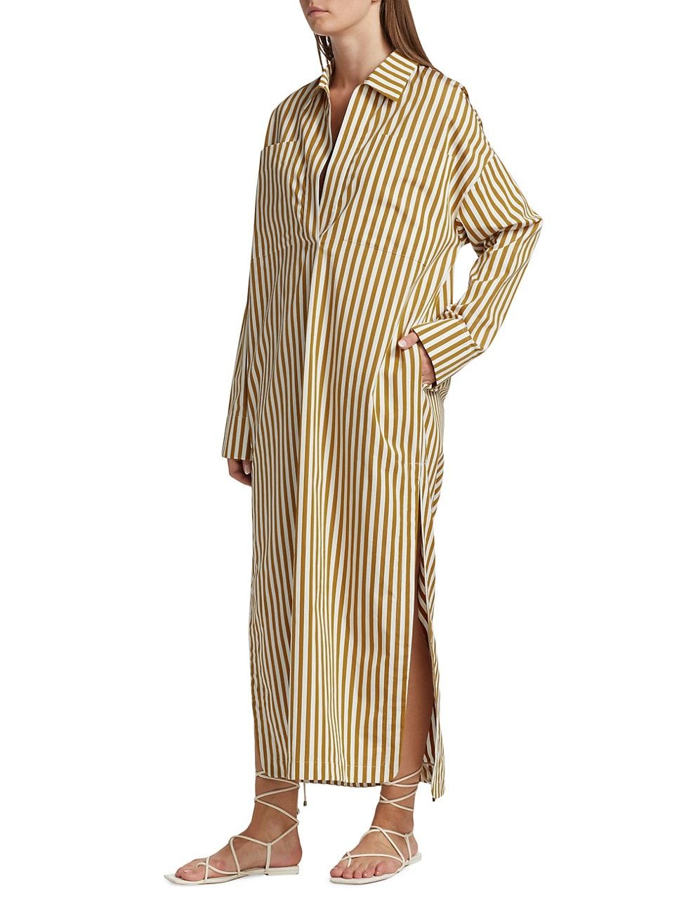Ling Striped Cotton Caftan Dress | Saks Fifth Avenue